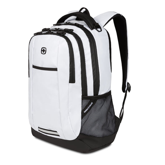 SWISSGEAR Cecil 18-Inch Laptop Backpack Fits 16-Inch Laptop, Travel Daypack with Organizer Pockets, Water Bottle Holders & Padded Straps - White