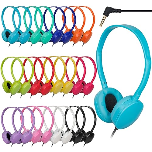 TJZXGUI Headphones Bulk 24 Pack for Classroom School,Wholesale Earphones Class Set for Students Teens and Adult Multi Color (12 Colors)