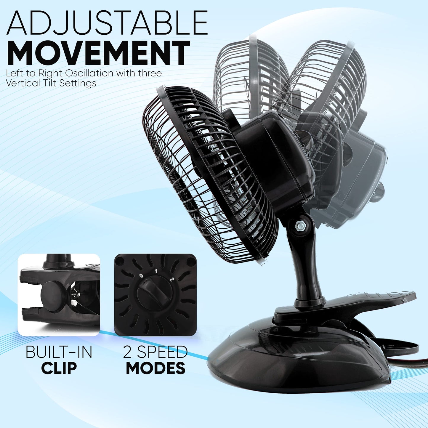 RamPro Portable Desk and Clip on Fan, 6 Inch Fans Small and Quiet Plug In, Small Personal Cooling Fan for Desk Home Bedroom Office, 2 Speed