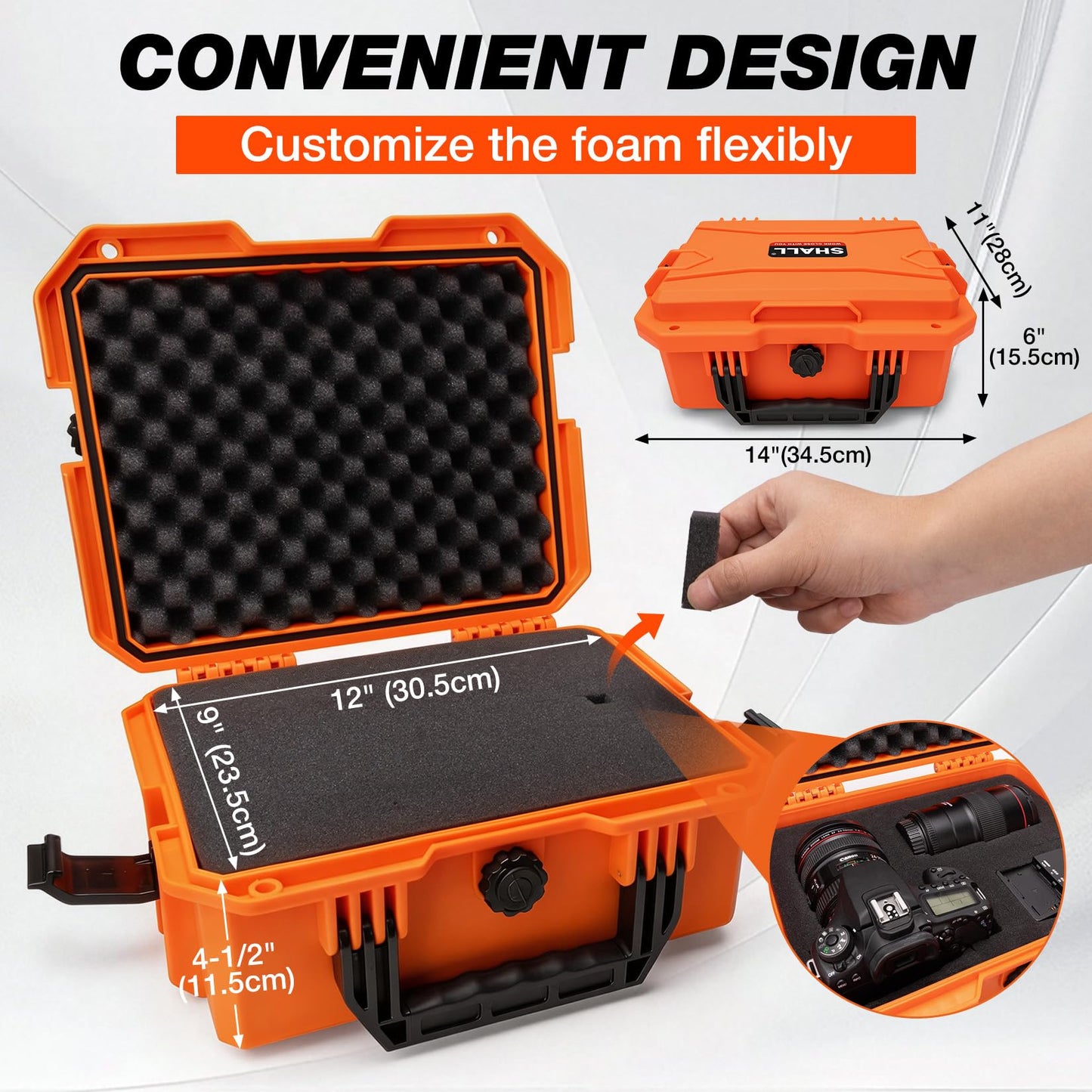 SHALL Hard Case, Cyberdeck Case, IP67 Waterproof Protective Camera Case with Customizable Foam, Protection for Camera, Drones, Lens, Equipment