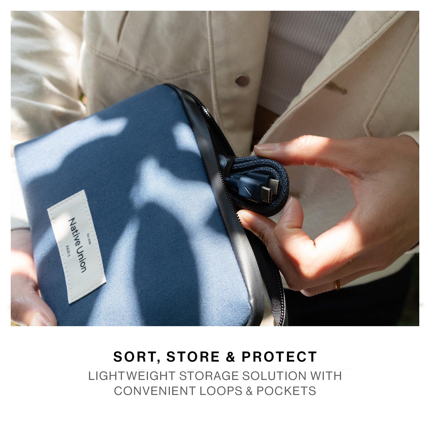 Native Union Stow Lite Organizer W.F.A Tech Organizer - Minimalist Travel Pouch Made of Recycled Materials for Everyday Accessory Storage & Protection