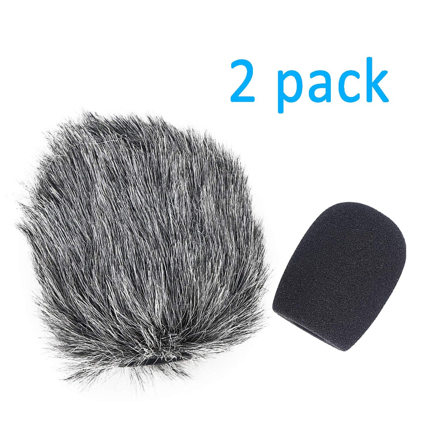 YOUSHARES VideoMicro Microphone Foam windscreen & Deadcat Wind Shield, Foam & Furry Wind Muff for Rode VideoMicro and VideoMic Me Me-L Mic (2 Pack)