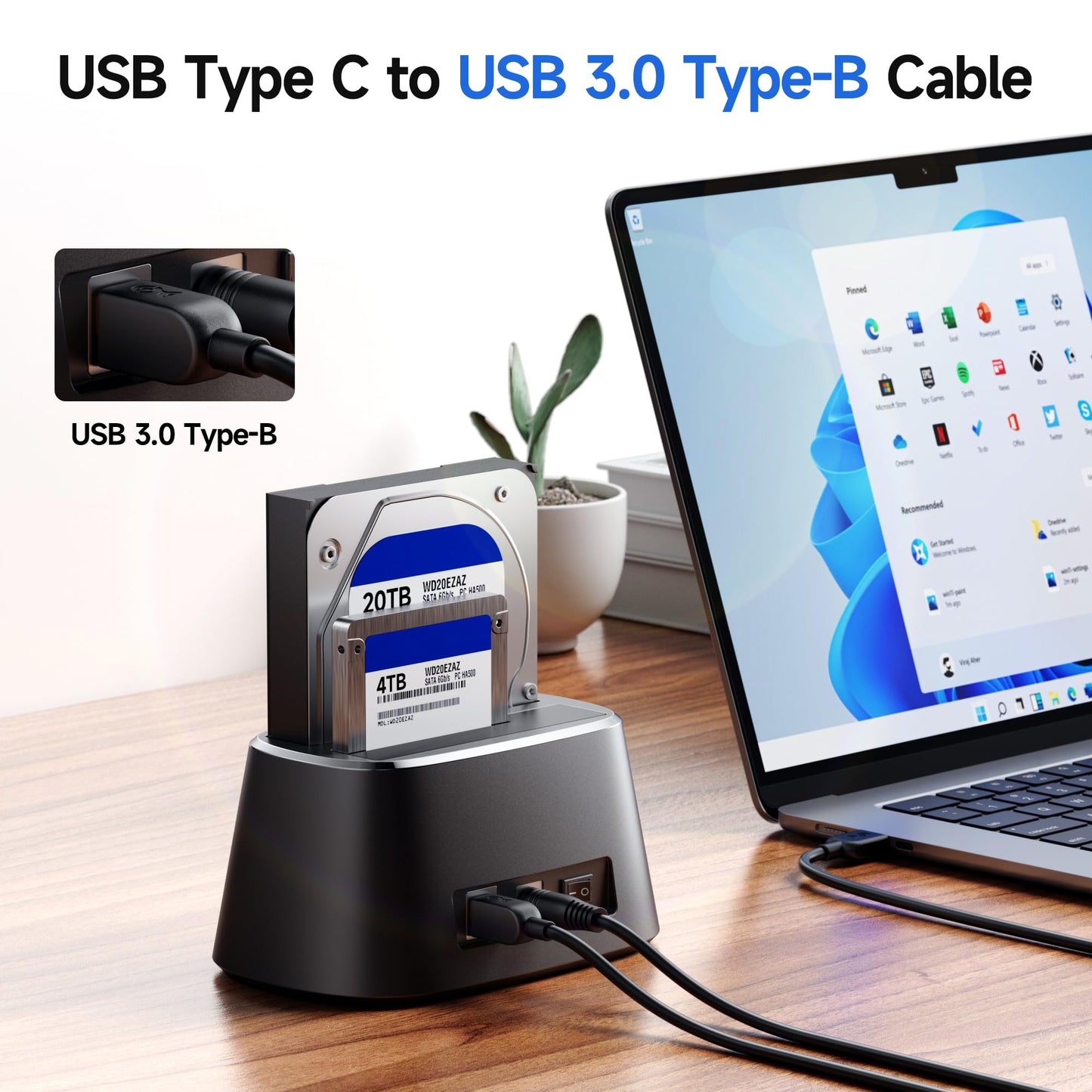 Cable Matters USB C to USB B 3.0 Cable - 3.3ft, USBB to USBC Cable with Type-B 3.0 Connector, Black