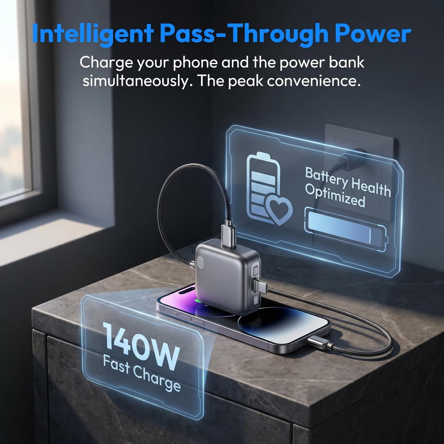 Stop Charge Smart Charger, New Upgrade 140W Auto Cut-Off Charger Protector with AI Full-Charge Smart Auto Stop Charging Adapter Plug and Play for USB