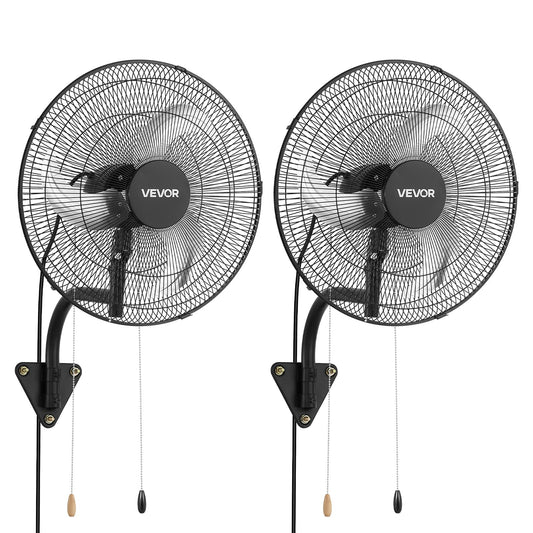 VEVOR 18 Inch Wall Mount Fan, Oscillating, 3-Speed, 2 Pack