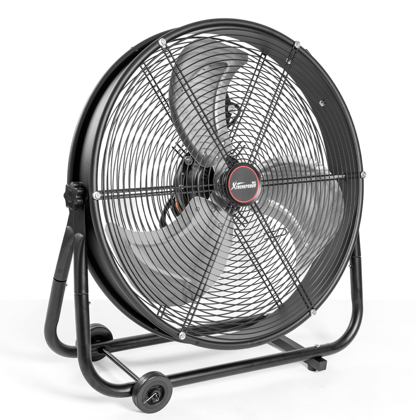 XtremepowerUS 24" Industrial Shop Fan High-Velocity Flow Drum Fan Floor Fan Rolling Drum Garage Tilt 3 Adjustable Speed Commercial, Gym, Garage Use