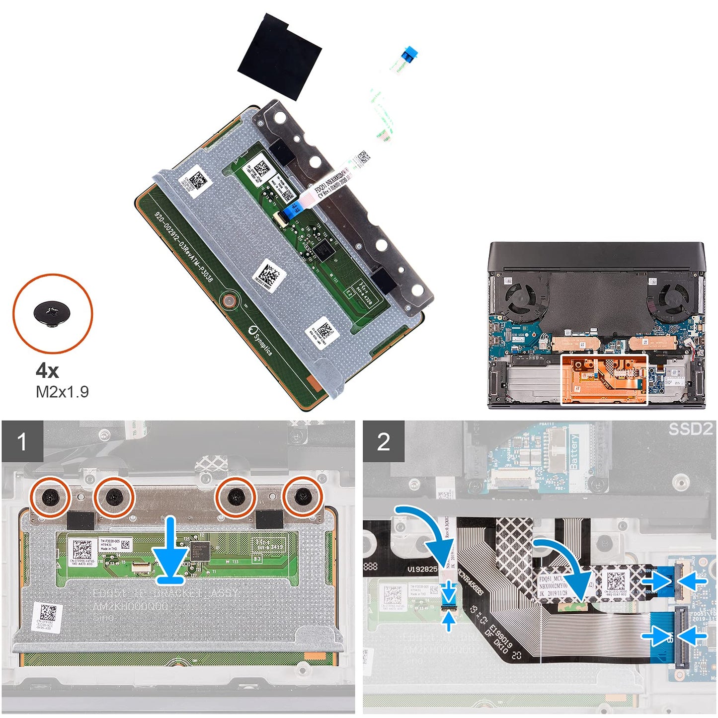 Deal4GO Touchpad Sensor Board Trackpad Module F8H8J TPP66 2W2MP w/ FDQ51 Cable for Dell Alienware M15 R3 M15 R4 M17 R3 M17 R4