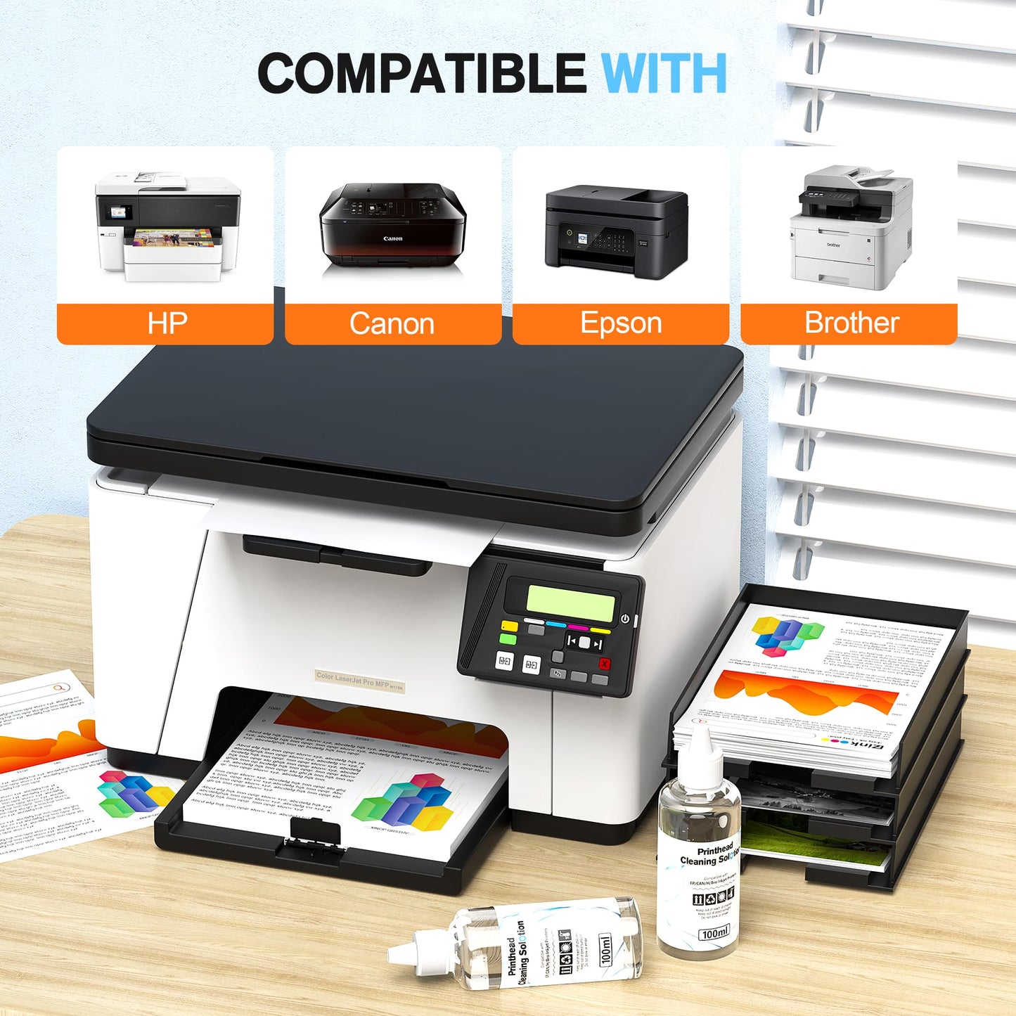 E-Z Ink Printer Cleaning Kit for Epson Ecotank Printer, Printerhead Cleaning kit for HP/Canon/Brother Inkjet Printers, Printhead Cleaning Solution