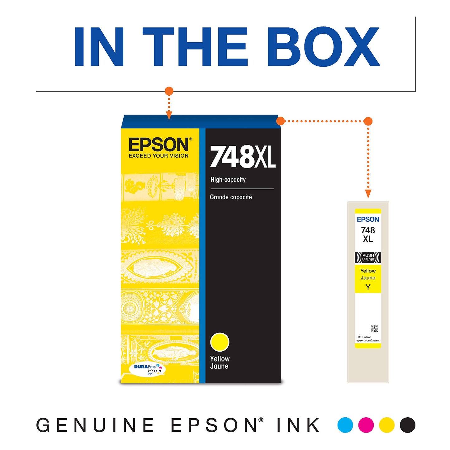 EPSON 748 DURABrite Pro Ink High Capacity Yellow Cartridge (T748XL420) Works with WorkForce WF-6530 WF-6530, 6590, 8590, 6090, 8090