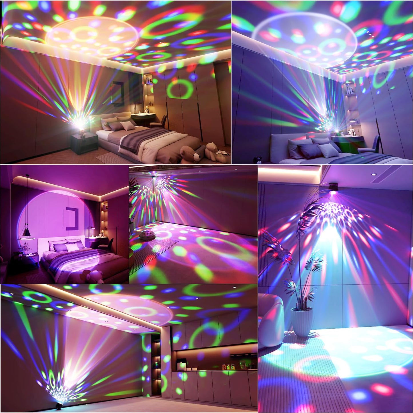 Disco Ball Light Party Lights, Sunset Lamp Dj Disco Light with 6 Working Modes 5 DIY Button Strobe Light Stage Lights Remote Control Disco Ball Lamps