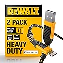 DEWALT Heavy Duty 2-Pack Durable iPhone Charger Cord, [Apple MFi Certified] 4ft Long Charging Cable, Compatible Apple Lightning to USB Cable, Fast…