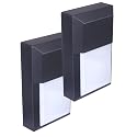 LIT-PaTH Outdoor LED Wall Lantern, Wall Sconce as Porch Lighting Fixture, 12W 1000 Lumens, Aluminum Housing Plus PC, 5000K Black Finish, 2-Pack