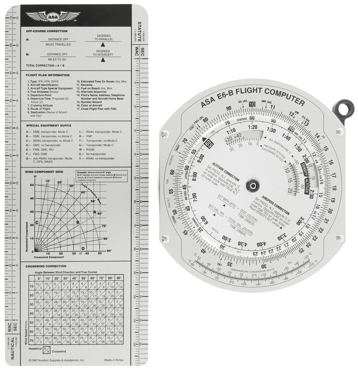 ASA Metal E6B Flight Computer - Professional Aviation Slide Rule, Durable Aluminum, FAA Test Approved, Precise Wind, Fuel & Navigation Calculations