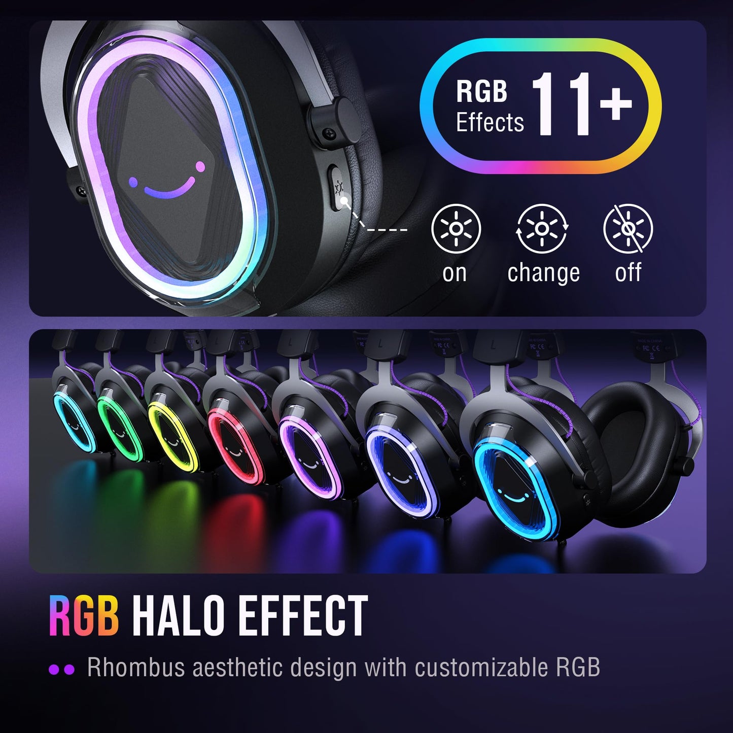 FIFINE Wired USB Gaming Headset: 7.1 Surround Sound - Vibrant Customizable RGB - Game/Chat Balance, Gamer Headphone with Noise Canceling Mic for PC