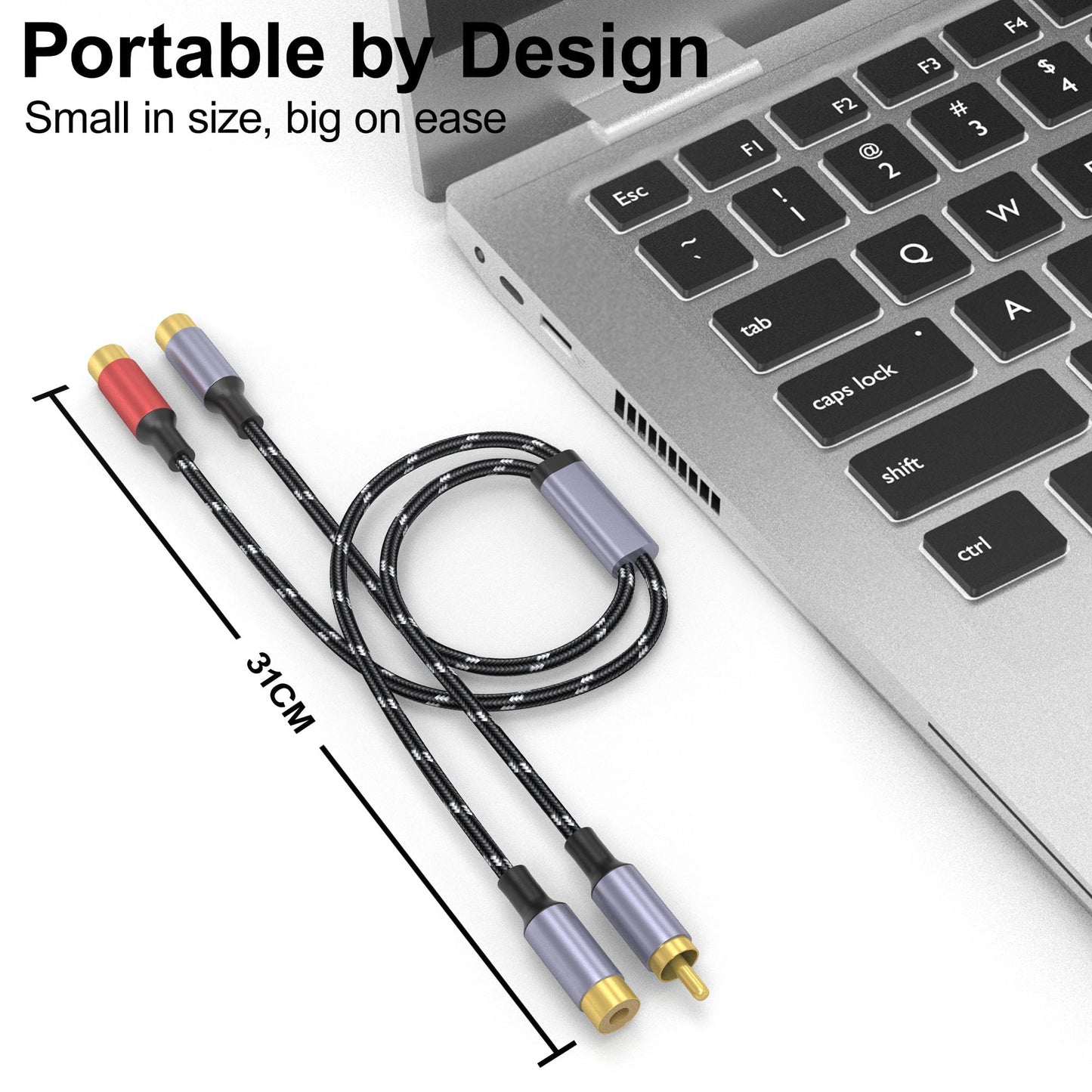 DCNETWORK RCA Splitter Y-Cable, 2IN1 RCAMale&Female to 2 RCA Female Audio Speaker Y Adapter, Short Audio Speaker Splitter Cable for Car, Subwoofer, CD