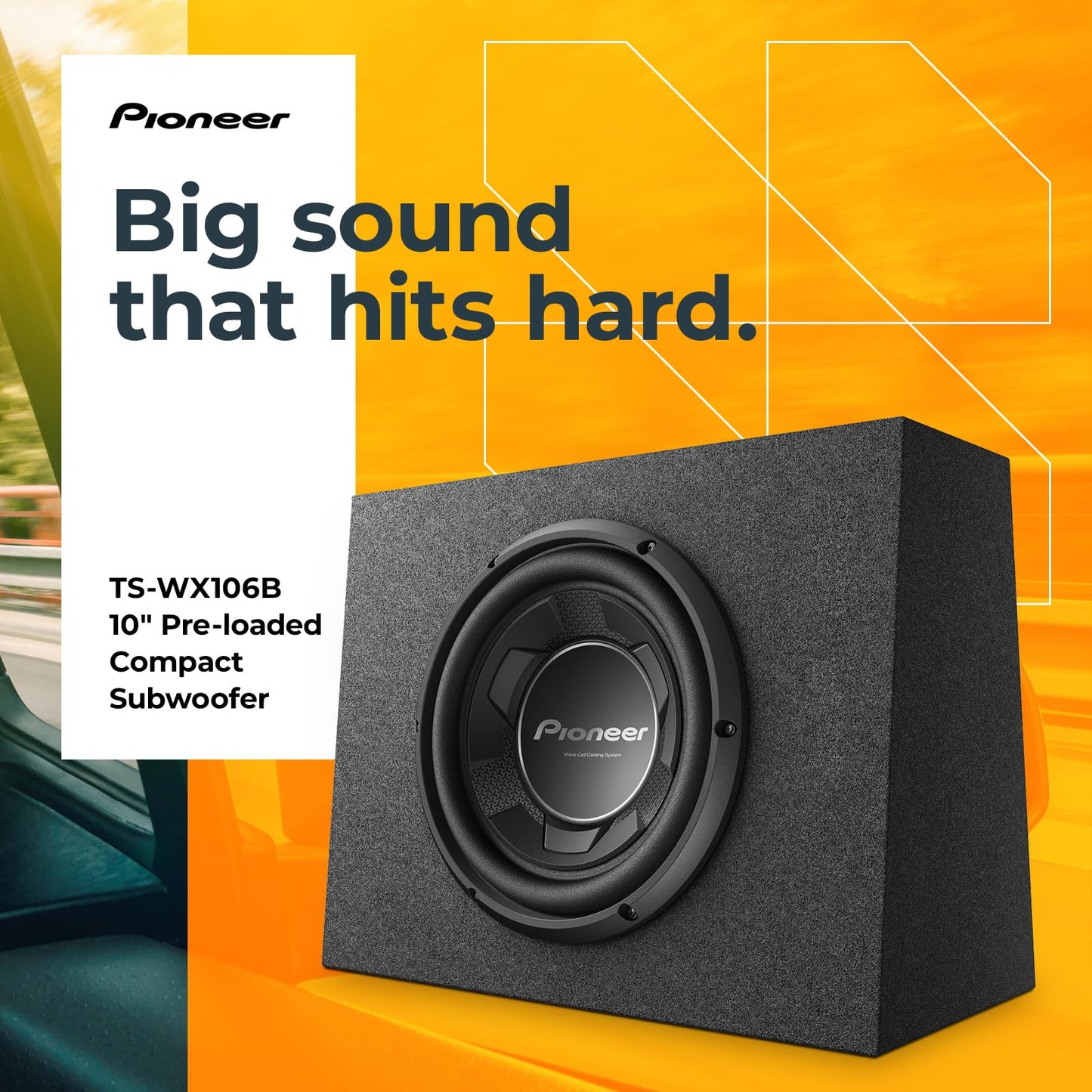 Pioneer TS-WX106B 10” Speakers - 1100W Max, Pre-Loaded, Easy Installation, Enclosure Included