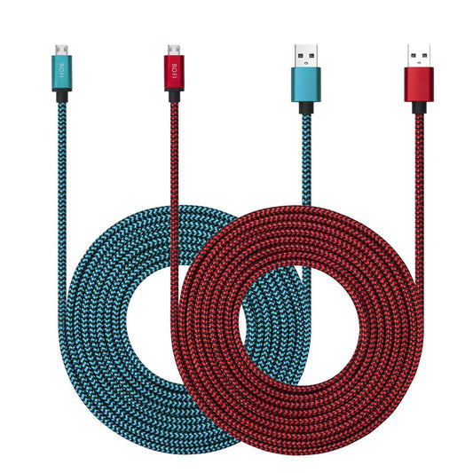 Micro USB Cable 10ft with 3A Fast Charging, 2Pack Ultra Durable 10ft Nylon Braided Charger Cords for Galaxy S7/S6/J8/J7 Note