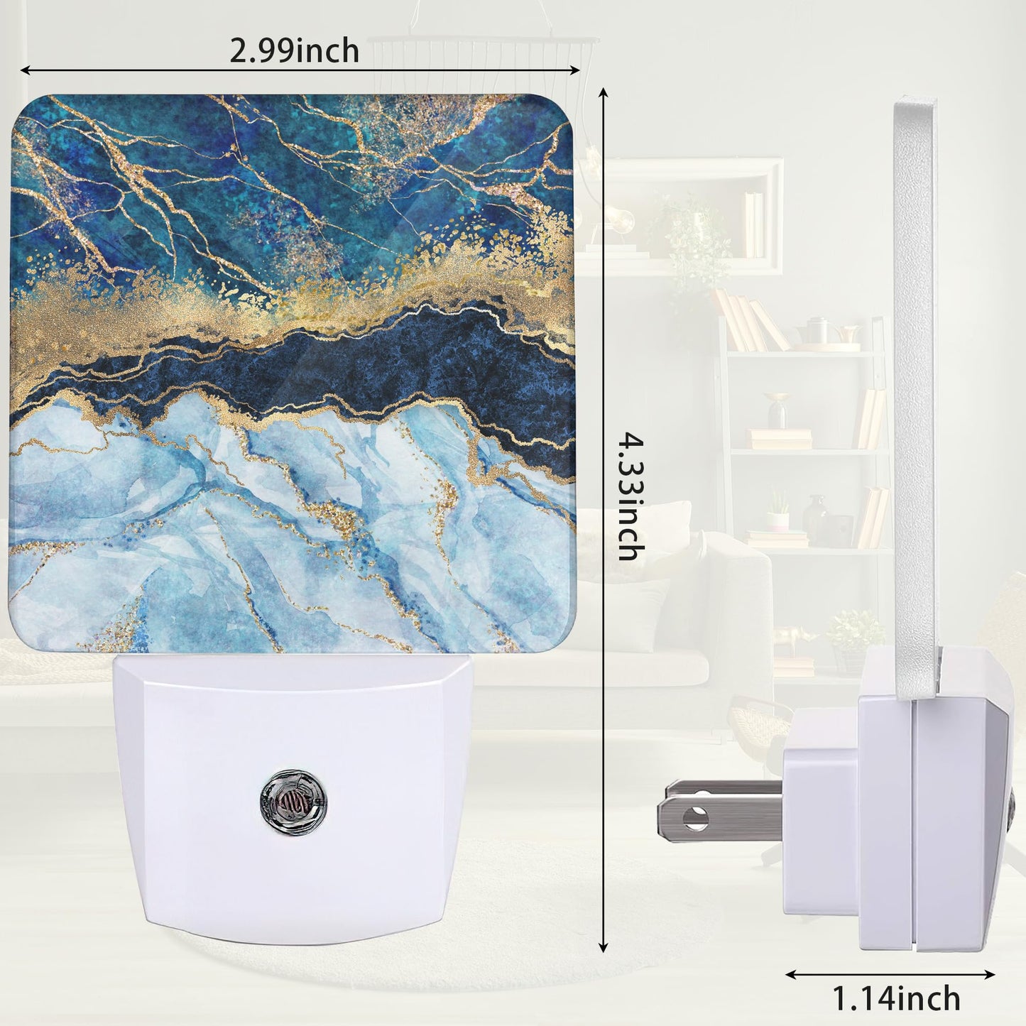 ZTHLL Blue Indigo Marble Night Light, Night Light Plug into Wall with Dusk to Dawn Sensor, LED Lamp Energy Saving Lights for Men Women Boys Girls,Lamp
