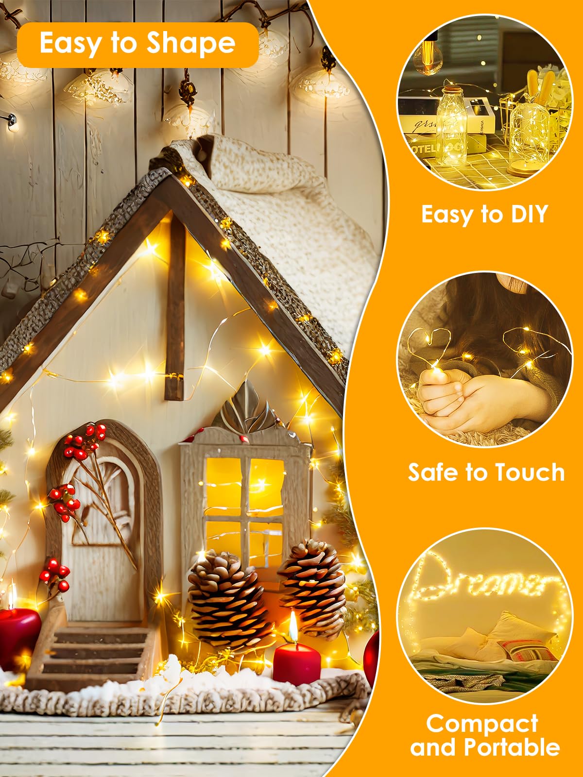 66Ft 200 LED Fairy Lights Plug in, Waterproof String Lights Outdoor & Indoor 8 Modes Christmas Light Bedroom Decor, Timer Twinkle Lights for Girl's