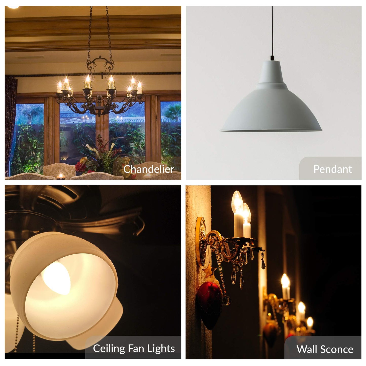 Simba Lighting Candelabra Torpedo Clear B10 CTC 25W E12 Base 120V, 12 Pack