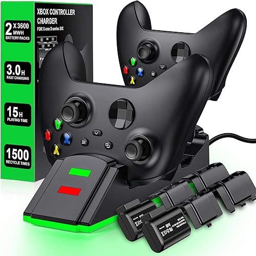 Rechargeable Battery Pack for Xbox Controller, 2X 1200mAh Rechargeable Batteries Pack for XboxSeries X/S/One X/S/Elite Controllers, High Speed