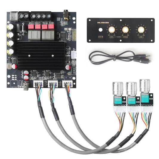 T100HS-W Power Amplifier Board Bluetooth5.2 TPA3221 Chip 2.0 Channel 100W×2,Audio Power Amplifier with Front Panel