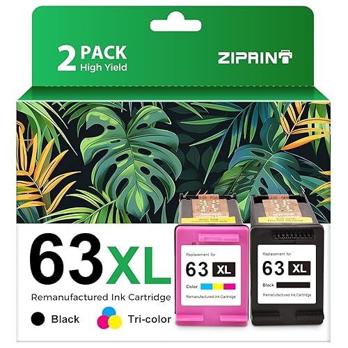 ZIPRINT 63XL Ink Cartridge Combo Pack Replacement for Hp Ink 63 63XL Ink Cartridges Black and Color Work with HP Officejet 3830 4650 5255 5258 Envy