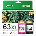 ZIPRINT 63XL Ink Cartridge Combo Pack Replacement for Hp Ink 63 63XL Ink Cartridges Black and Color Work with HP Officejet 3830 4650 5255 5258 Envy