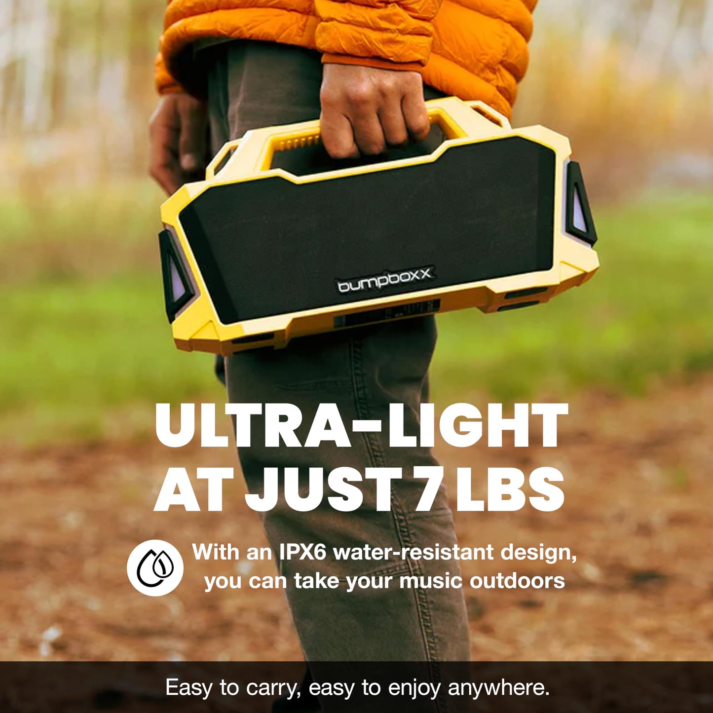 Bumpboxx Bluetooth Retro Boombox Thump, Up to 32-Hour Play Time, Rechargeable Battery, TWS Pairing, IPX6 Water Resistant Boombox with Powerful Bass