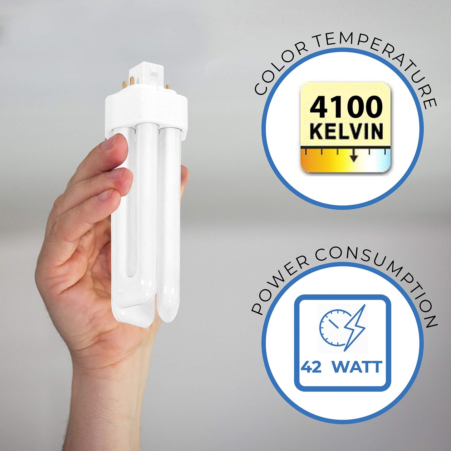 OHLECTRIC 42 Watt Smart Fluorescent Light Bulbs - 4-Pin Compact, Long-Life, Energy-Saving Amalgam - 4100K Color - OL-41592