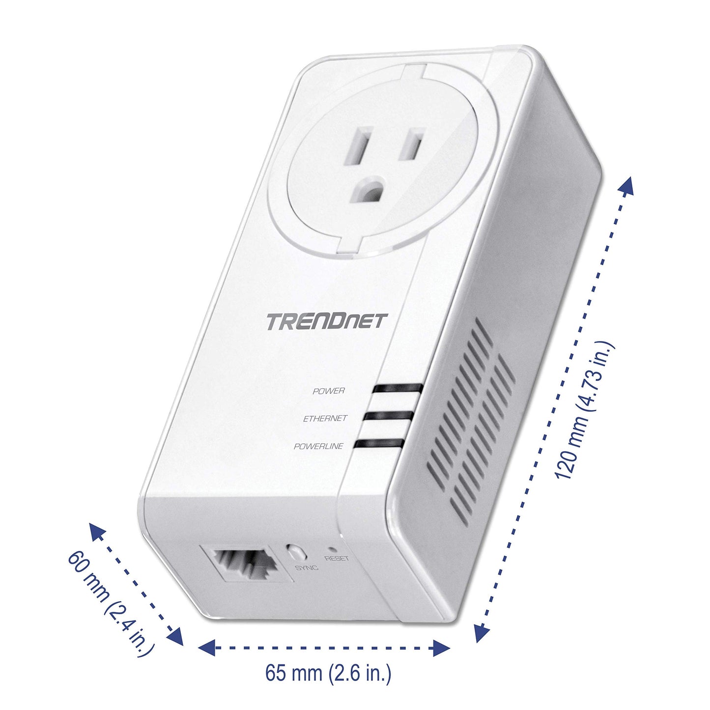 TRENDnet Powerline 1300 AV2 Adapter with Built-in Outlet,TPL-423E