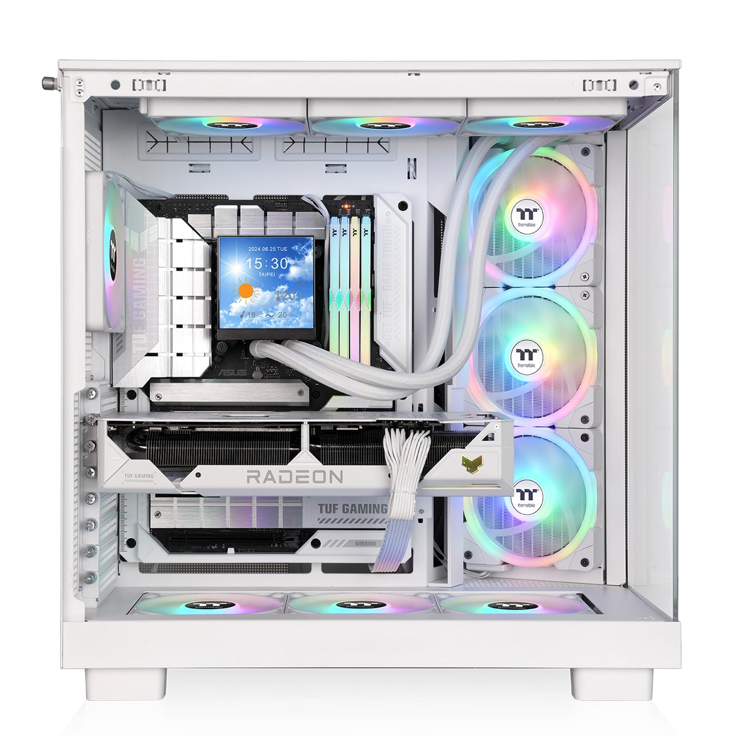 Thermaltake View 380 XL TG ARGB; 4x120mm ARGB Lite Fans Included; 360mm Radiator Support; 420mm GPU Clearance; Hidden Connector Support; Dual Chamber;