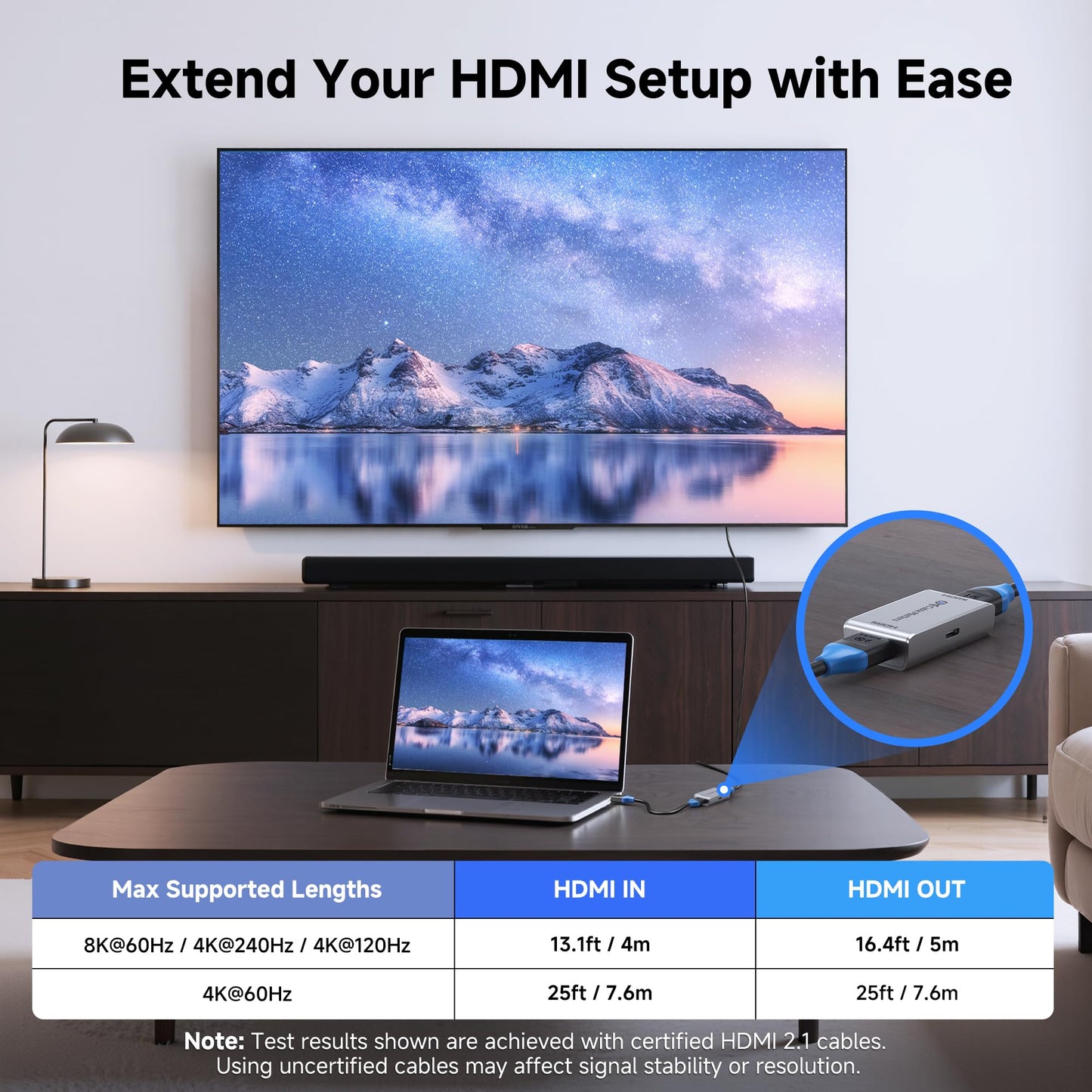 Cable Matters Mountable Active 8K HDMI 2.1 Coupler, up to 50ft