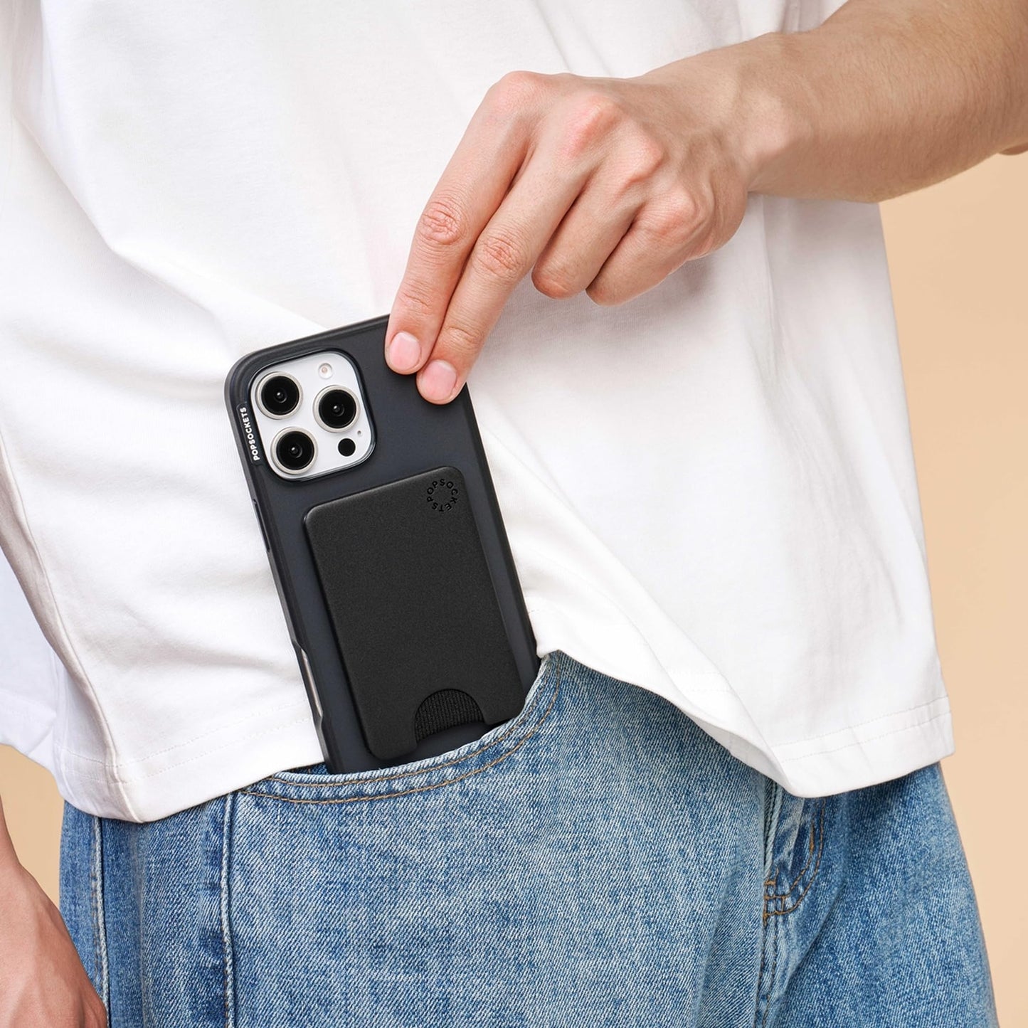 PopSockets Phone Wallet for MagSafe, Phone Card Holder without Grip - Black