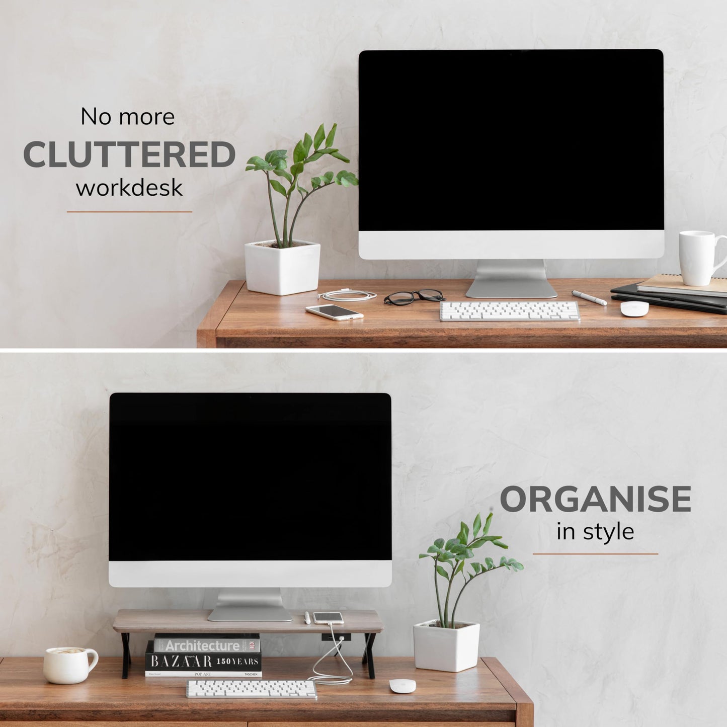 Anji Mountain Monitor Stand - Desktop Organizer & Laptop Riser, Ergonomic Monitor Riser, Space-Saving Monitor Stand for Desk, Durable Construction