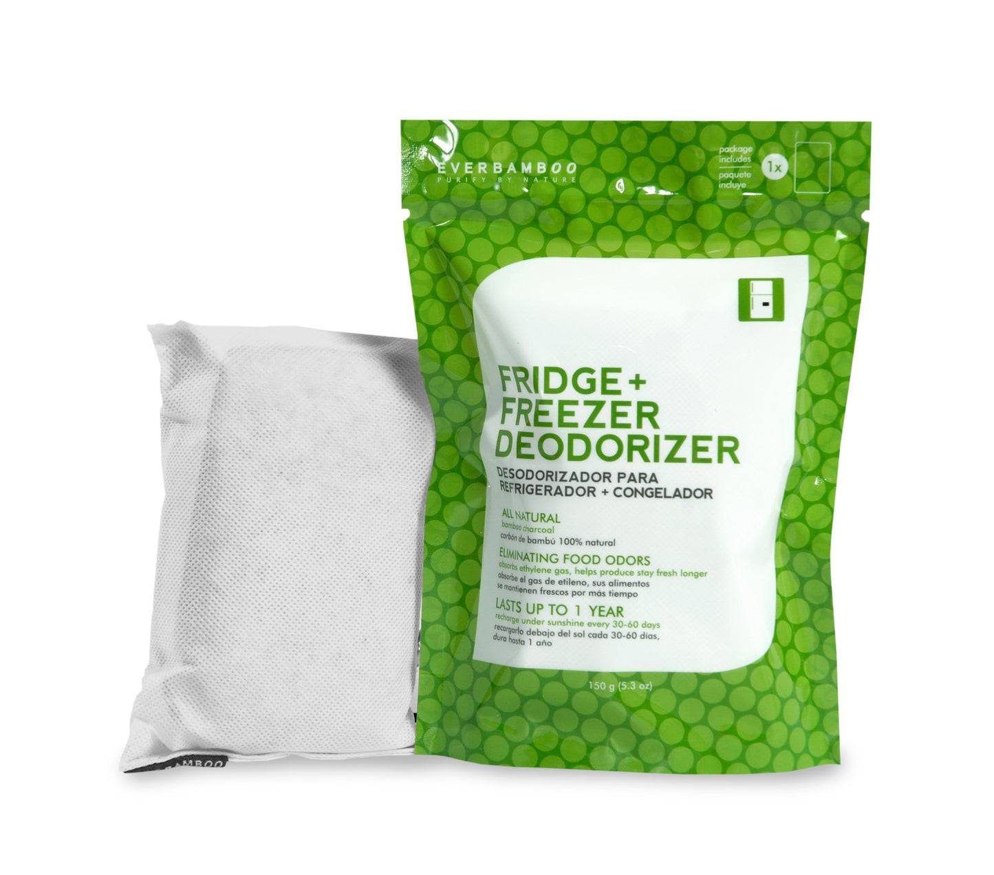 Ever Bamboo Fridge & Freezer Deodorizer - Natural Bamboo Charcoal Odor Absorber, 150g. Single pack