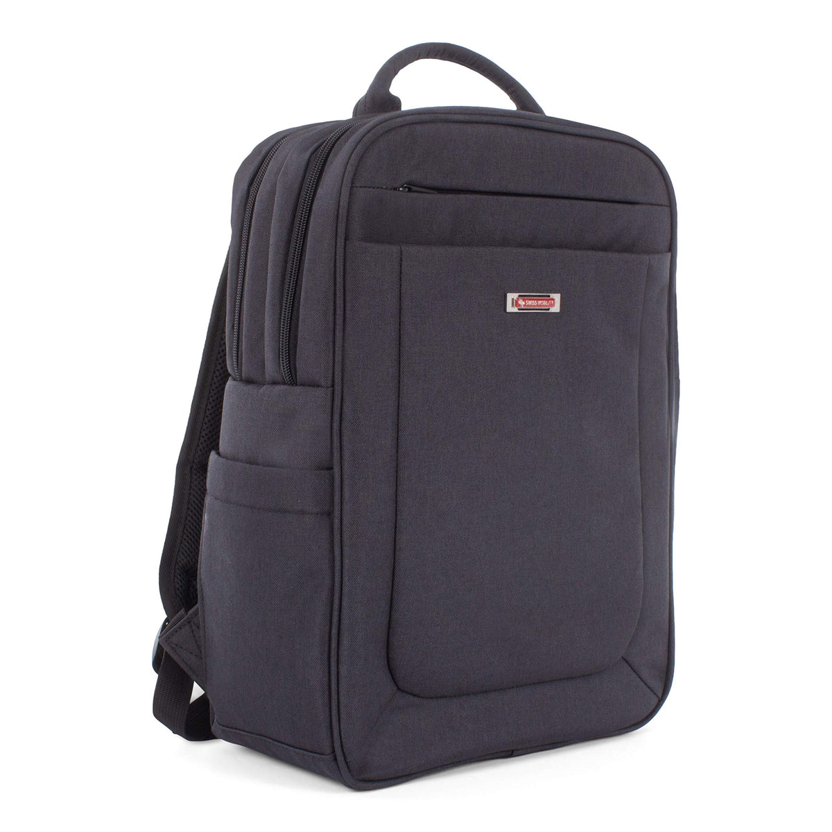 SWISS MOBILITY Cadence 2 Section Business Backpack, Fits Devices Up to 15.6", Polyester, 6 x 6 x 17, Charcoal