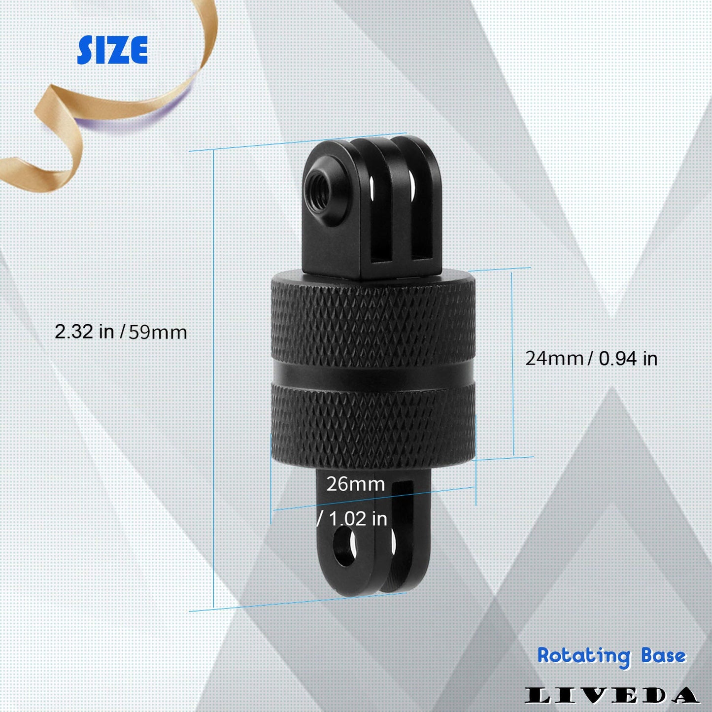 360 Degree Rotation Tripod Mount Adapter, Aluminum 1/4 inch 20 Camera Mount Adapter Compatible with GoPro 13/12 Black,Hero10/ 9/8/ 7/6/ 5/ Series,DJI