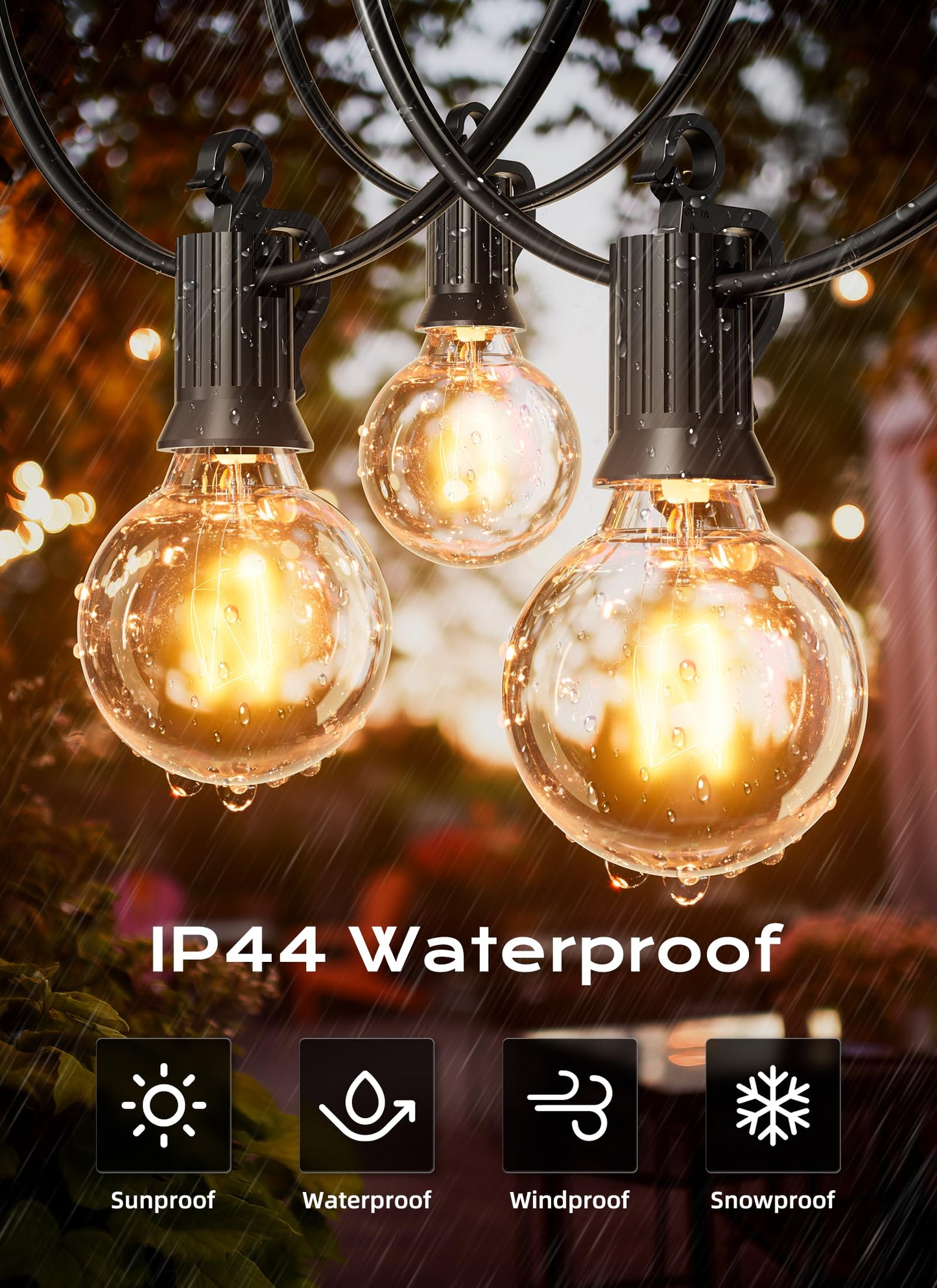 Brightown G40 Replacement Light Bulbs, Clear Globe Incandescent Bulbs Replacement for Outdoor String Light, E12 Candelabra Base, Round Bulbs for Patio