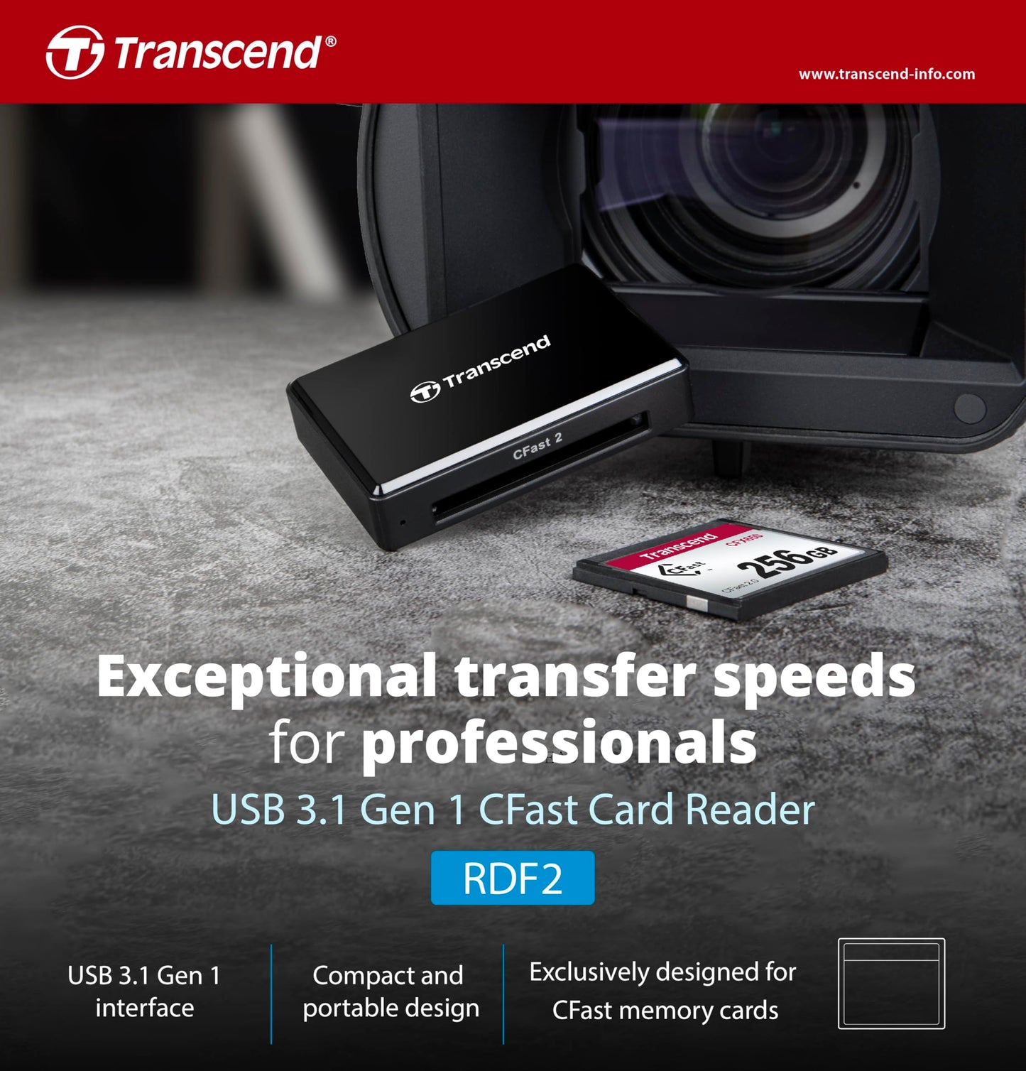 Transcend TS-RDF2 Cfast 2.0 USB 3.1 Card Reader