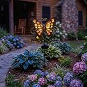 Lune cle Butterfly Solar Lights for Outside, 36 inches Waterproof Metal Solar Pathway Lights, Large Solar Butterfly Lights Outdoor Garden Decor, Warm