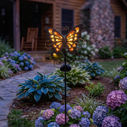 Lune cle Butterfly Solar Lights for Outside, 36 inches Waterproof Metal Solar Pathway Lights, Large Solar Butterfly Lights Outdoor Garden Decor, Warm