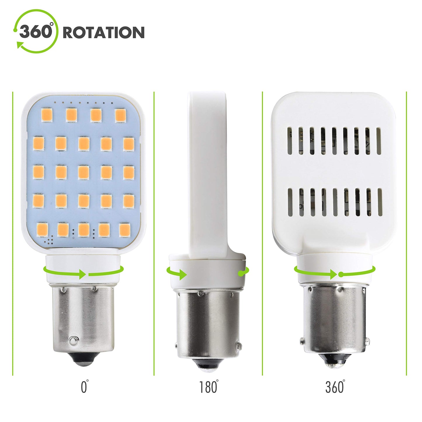 Leisure LED 4 Pack RV Interior LED Light Rotating Bulb Super Bright 312 Lumen 1141 1156 BA15S 24-SMD Camper Trailer Lamp Bulb 10-30V Warm White