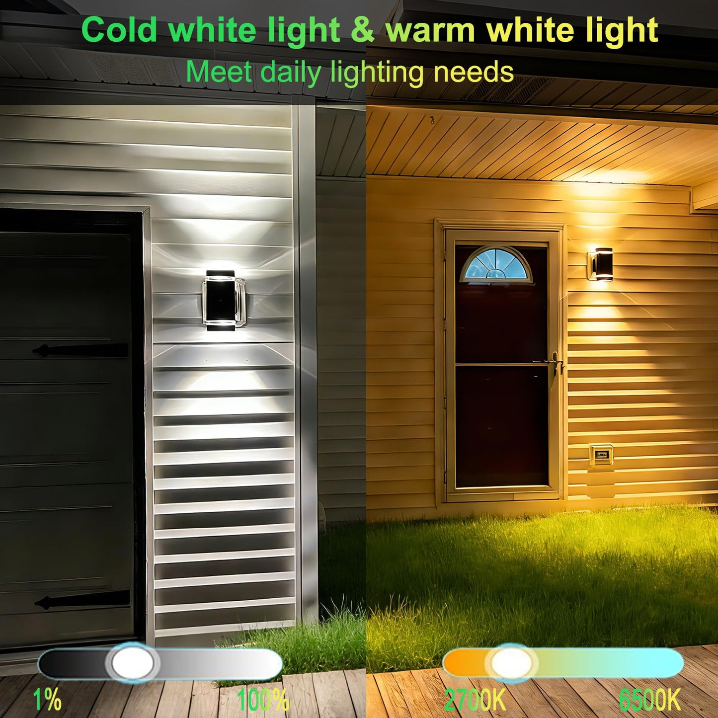 iYogaled Up and Down Outdoor Wall Lights, Mi.Light Remote Control Warm White 1000lm Color Changing RGB-CCT Outdoor Wall Light IP65,Smart Light Bulb