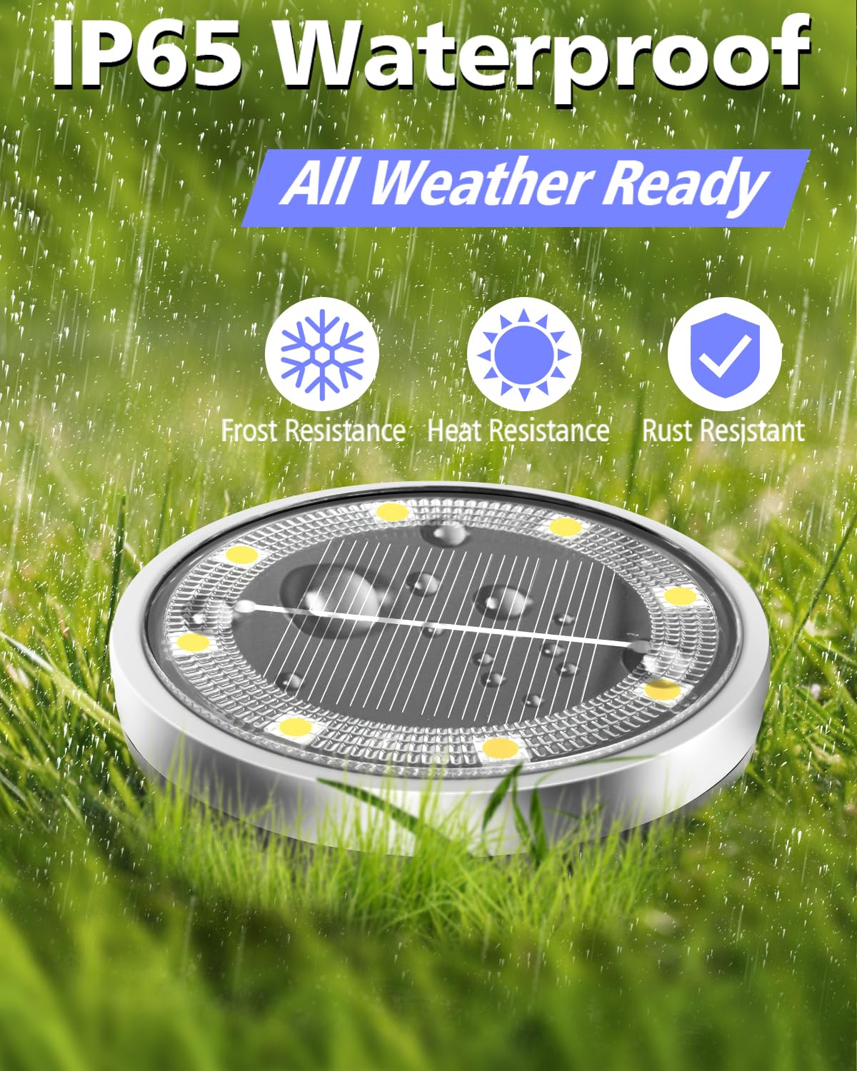 Solar Lights Outdoor Waterproof, 8 Pack 8 LED, Thickened Stainless Steel Ground Light, Solar Garden Lights Landscape Lighting for Patio Pathway Lawn