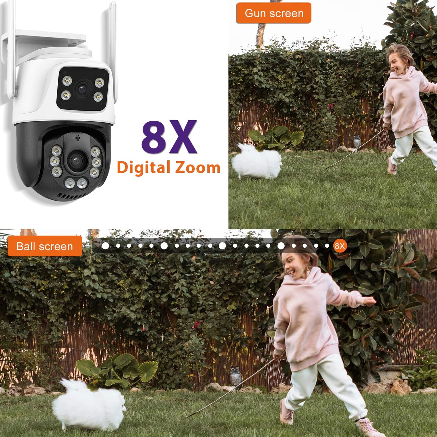 Security Outside Camera Wireless 2.4G WiFi Home Indoor Security Cameras Dual Lens Linkage 360°View 4MP Two-Way Talk,AI Detection,Full-Color Night