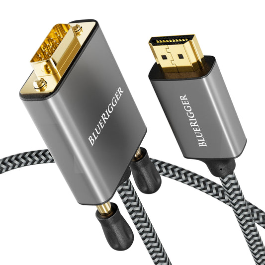 BlueRigger 10FT HDMI to VGA Cable (1080P, 60Hz) - Compatible with Desktop, Laptop, Monitor, Projector, HDTV