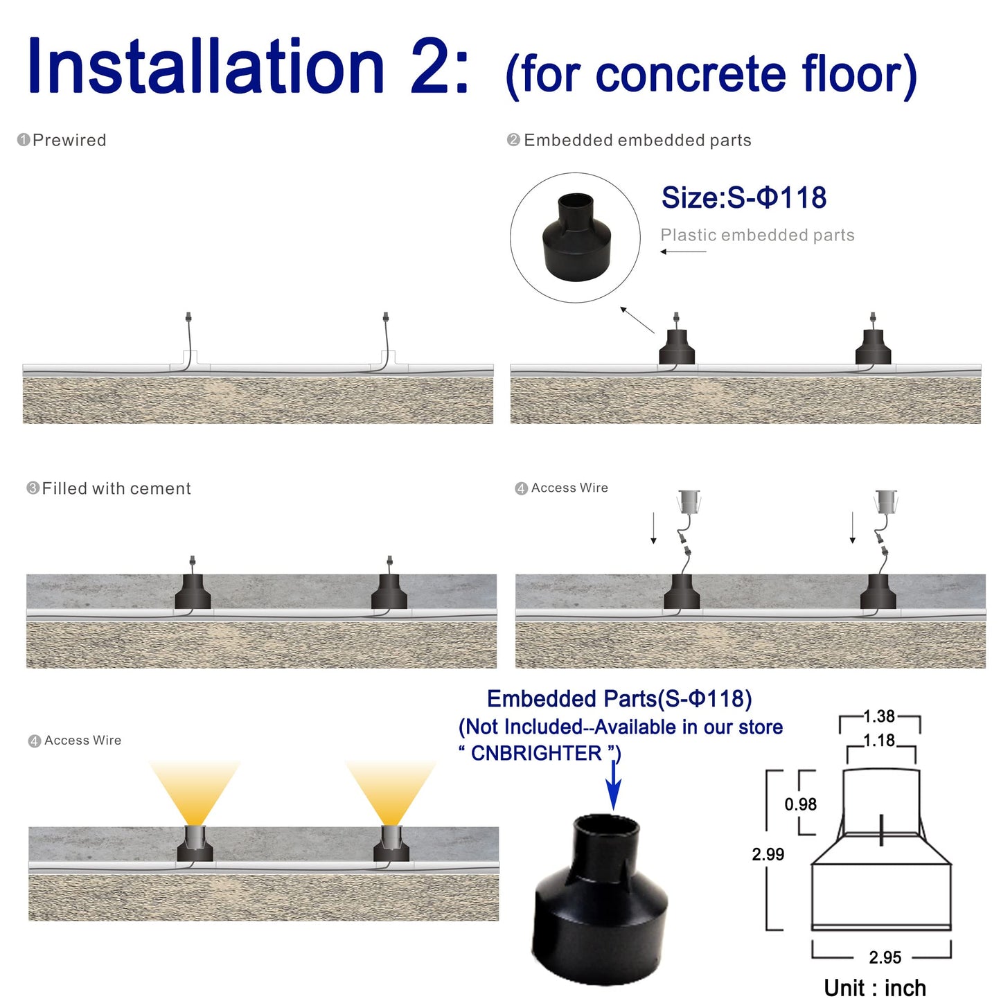 CNBRIGHTER LED In-Ground Well Lights Anti-Glare,1W 12V-24V DC, IP67 Waterproof Recessed Lamp,Buried Underground Outdoor Landscape Lighting,Warm White