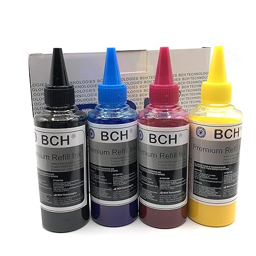 BCH Premium DTF Ink - 400ml Black, Cyan, Magenta, Yellow - Direct to Film Heat Transfer Ink for DTF Printing Machines