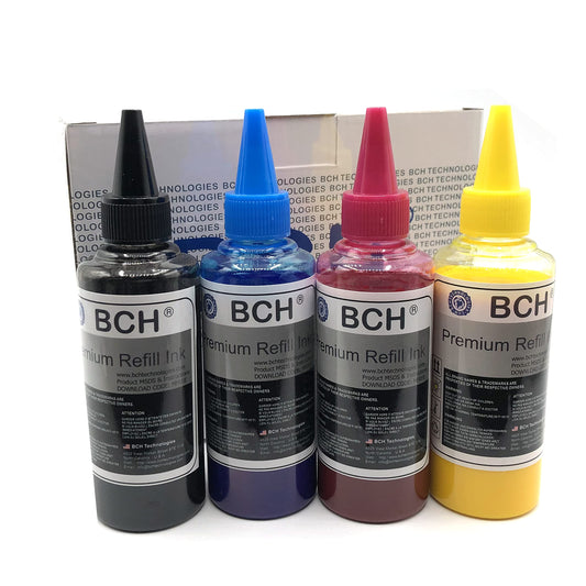 BCH Premium DTF Ink - 400ml Black, Cyan, Magenta, Yellow - Direct to Film Heat Transfer Ink for DTF Printing Machines
